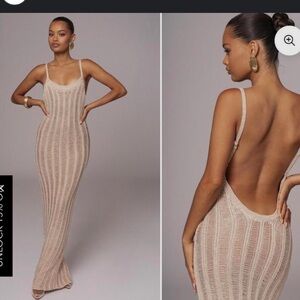 JLUXLABEL Beige Backless Maxi Dress